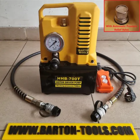 Electric Hydraulic Pumps Portable Electric Hydraulic Pump 2L 0.7L/min / Pompa Hidrolik Elektrik Listrik / Mini Power Pack 700bar Plastic Body - HHB-700T - BARTON 1 hhb_700t